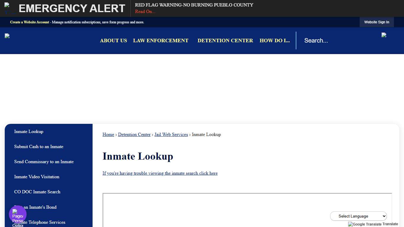 Inmate Lookup | Pueblo County Sheriff, CO